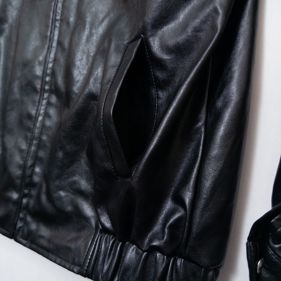 SHEIN XS Women's Jacket Black Faux Leather Zip Front Biker Moto Coat - Picture 4 of 13